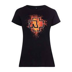 Rammstein Damen T-Shirt Lava Logo Offizielles Band Merchandise Fan Shirt schwarz mit mehrfarbigem Front und Back Print -L von Rammstein