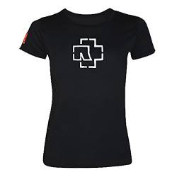 Rammstein Frauen Damen Girlie Shirt Logo Glow, Offizielles Band Merchandise Fan Shirt schwarz mit weißem Front und Back Print (S) von Rammstein