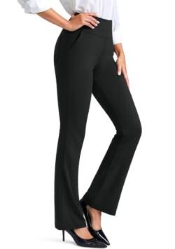 Rammus Damen-Arbeitshose mit 3 Taschen, hohe Taille, Stretch-Anzughose für Frauen, Schwarz, XX-Large von Rammus