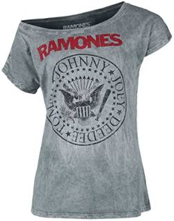 Ramones Crest Frauen T-Shirt grau M 100% Baumwolle Band-Merch, Bands von Ramones