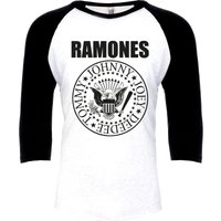 Ramones Langarmshirt - Crest - XS bis XL - für Männer - Größe L - weiß/schwarz  - Lizenziertes Merchandise! von Ramones