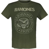 Ramones T-Shirt - Crest - S - für Männer - Größe S - grün  - Lizenziertes Merchandise! von Ramones