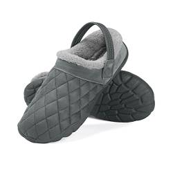 Hausschuhe Herren Memory Foam Winter Warme Hausschuhe Pantoffeln mit Rutschfester Gummisohle Plüsch Gefüttert Slippers Grau 43 von Ranberone