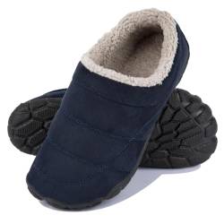 Herren Outdoor Hausschuhe Warm Memory Foam Hausschuhe Rutschfest Winter Pantoletten mit Gummisohle Marine Blau 44 von Ranberone