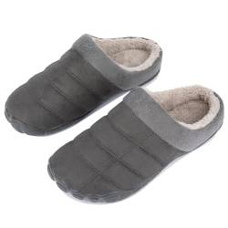 Ranberone Hausschuhe Herren Memory Foam Pantoffeln Winter Plüsch Warm Gefüttert Slippers Rutschfest Gummisohle Hausschuhe Indoor Outdoor Grau 40 von Ranberone