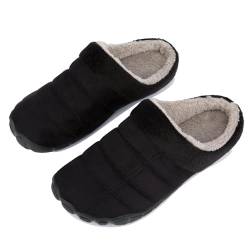 Ranberone Hausschuhe Herren Memory Foam Pantoffeln Winter Plüsch Warm Gefüttert Slippers Rutschfest Gummisohle Hausschuhe Indoor Outdoor Schwarz 40 von Ranberone