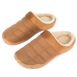 Ranberone Hausschuhe Herren Memory Foam Winter Warm Gefüttert Pantoffeln Draußen Hausschuhe Rutschfest Slippers Braun 47 von Ranberone