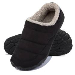 Ranberone Hausschuhe Herren Rutschfeste Sohle Pantoffeln Hausschuhe Gefüttert Memory Foam Winter Hausschuhe Schwarz 45 von Ranberone