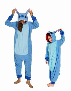 RandWind Tier Erwachsene Onesie Halloween Kostüme Tiere Schlafen Pyjamas(BlueStitch-XL) von RandWind