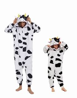 RandWind Tier Erwachsene Onesie Halloween Kostüme Tiere Schlafen Pyjamas(Cow-M) von RandWind