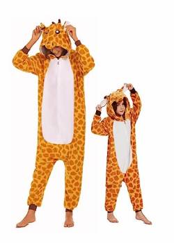 RandWind Tier Erwachsene Onesie Halloween Kostüme Tiere Schlafen Pyjamas(Giraffe-L) von RandWind