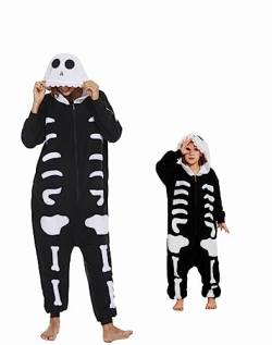 RandWind Tier Erwachsene Onesie Halloween Kostüme Tiere Schlafen Pyjamas(Human Skeleton-S) von RandWind