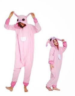 RandWind Tier Erwachsene Onesie Halloween Kostüme Tiere Schlafen Pyjamas(PinkStitch-L) von RandWind