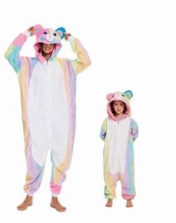 RandWind Tier Kinder Onesie Halloween Kostüme Tiere Schlafen Pyjamas(Kid Colored Bear-110) von RandWind