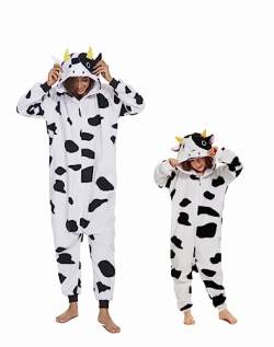 RandWind Tier Kinder Onesie Halloween Kostüme Tiere Schlafen Pyjamas(Kid Cow-130) von RandWind