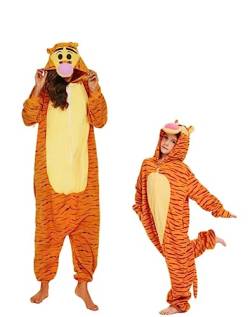 RandWind Tier Kinder Onesie Halloween Kostüme Tiere Schlafen Pyjamas(Kid Tigger-130) von RandWind