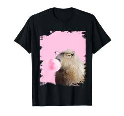 Capybara Kaugummi mit Brille, Pink T-Shirt von Random Galaxy
