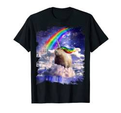Capybarunicorn Capybara Einhorn In Clouds Space Rainbow T-Shirt von Random Galaxy