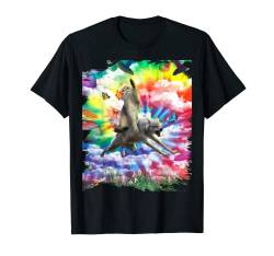 Katzenreitender Wolf Trippy Batikfarbe T-Shirt von Random Galaxy