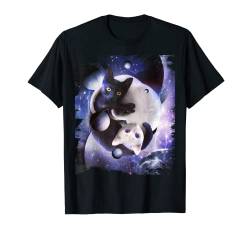Space Yin Yang Cat Cats Cosmic Yin-Yang Kitty In Galaxy T-Shirt von Random Galaxy
