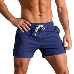 3-Zoll-Laufshorts für Herren, Fitness-Training, Bodybuilding-Shorts, atmungsaktive Baumwoll-Sportshorts Navy blau 2XL von Rane Sports