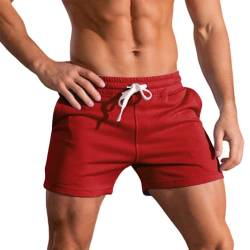 3-Zoll-Laufshorts für Herren, Fitness-Training, Bodybuilding-Shorts, atmungsaktive Baumwoll-Sportshorts Rot XL von Rane Sports