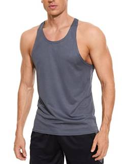 Herren Stringer Bodybuilding Workout Gym Tank Tops Y Rücken Muskel Fitness Tanks Ärmelloser Stringer T-Shirt 01 Grau L von Rane Sports