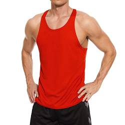 Herren Stringer Bodybuilding Workout Gym Tank Tops Y Rücken Muskel Fitness Tanks Ärmelloser Stringer T-Shirt 01 rot L von Rane Sports
