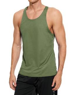 Herren Stringer Bodybuilding Workout Gym Tank Tops Y Rücken Muskel Fitness Tanks Ärmelloser Stringer T-Shirt Armeegrün L von Rane Sports