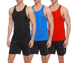 Herren Stringer Bodybuilding Workout Gym Tank Tops Y Rücken Muskel Fitness Tanks Ärmelloser Stringer T-Shirt Schwarz+Blau+Rot 3 Pack L von Rane Sports