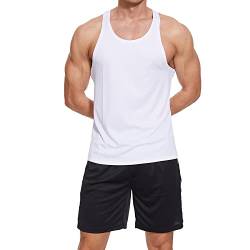 Herren Stringer Bodybuilding Workout Gym Tank Tops Y Rücken Muskel Fitness Tanks Ärmelloser Stringer T-Shirt Weiß S von Rane Sports