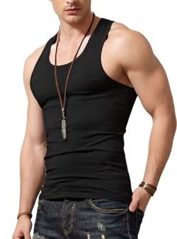 Herren Tanktop Gym Stringer Shirt Baumwolle Muskel Fitness Tanks Fitness Ärmelloser T-Shirt 01 Schwarz L von Rane Sports