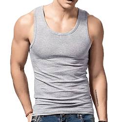 Herren Tanktop Gym Stringer Shirt Baumwolle Muskel Fitness Tanks Fitness Ärmelloser T-Shirt Grau M von Rane Sports