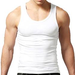 Herren Tanktop Gym Stringer Shirt Baumwolle Muskel Fitness Tanks Fitness Ärmelloser T-Shirt Weiss XL von Rane Sports
