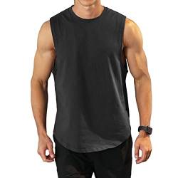 Herren Workout Bodybuilding Tanktops Athletisches Training Gym Shirts Weste Baumwolle abgeschnittenes ärmelloses Muskel-T-Shirt 03 Schwarz L von Rane Sports