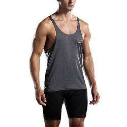 Rane Sports Herren Bodybuilding Athletic Workout Tank Top Y Back Fitness Tank ärmelloses Gym-Weste Dunkelgrau M von Rane Sports