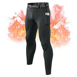 Rane Sports Herren Fleece Kompressionshose Grundschicht Sport Leggings Laufhosen für Männer Fitness Strumpfhosen Dunkelgrau M von Rane Sports