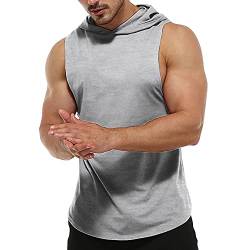 Rane Sports Herren Tank Top Ärmelloser Workout Sport Fitness Hoodie Muskelshirt für Gym Training 01 Grau M von Rane Sports