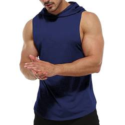 Rane Sports Herren Tank Top Ärmelloser Workout Sport Fitness Hoodie Muskelshirt für Gym Training 01 Navy blau 2XL von Rane Sports