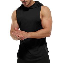 Rane Sports Herren Tank Top Ärmelloser Workout Sport Fitness Hoodie Muskelshirt für Gym Training 01 Schwarz L von Rane Sports