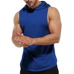 Rane Sports Herren Tank Top Ärmelloser Workout Sport Fitness Hoodie Muskelshirt für Gym Training Blau 2XL von Rane Sports