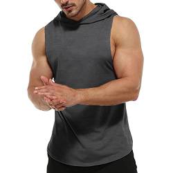 Rane Sports Herren Tank Top Ärmelloser Workout Sport Fitness Hoodie Muskelshirt für Gym Training Dunkelgrau L von Rane Sports