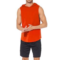 Rane Sports Herren Tank Top Ärmelloser Workout Sport Fitness Hoodie Muskelshirt für Gym Training Orange M von Rane Sports