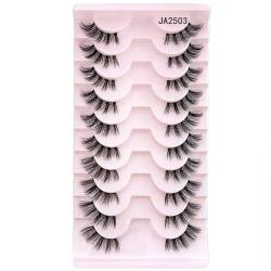 10 Paar Halbe Wimpern Cat Eye Wimpern Flauschig Weicher Akzent Künstliche Wimpern Natürlicher Look Handgefertigt Weich DIY Cluster Wimpern Packung Halbe Wimpern Cateye Lang von Ranuw