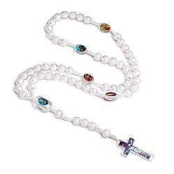 Weiße Runde Perlen Rosenkranz Halskette Katholisches Gebet Kreuz Anhänger Kette Christlicher Religiöser Schmuck Geschenk Für Frauen Kreuz Halskette von Ranuw