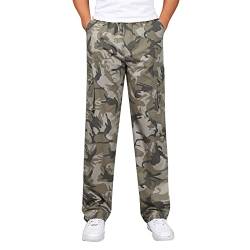 Raopuzi Cargohose Herren Jogginghose Herren Trainingshose Baumwolle Freizeithose Herren Sporthose Herren Lange Winterhose Freizeithose Lang Baggy Cargo Hosen Dicke Warme Jogginghose (Khaki, L) von Raopuzi