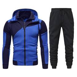 Raopuzi Herren Jogging Anzug Trainingsanzug Sportanzug aus Baumwolle Jogginganzug Jogginganzug Herren Anzug Herren Trainingsanzug Herren Jogginghose Hoodie-Sporthose (Blue, L) von Raopuzi