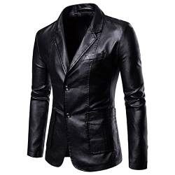 Raopuzi Herren Leder-Sakko Biker Lederjacke aus Herren schwarz Lederblazer ledermantel Herren Echtes Rindsleder Biker Jacke Vintage Herren Echtes Leder Biker Jacke (Schwarz, XXXXL) von Raopuzi