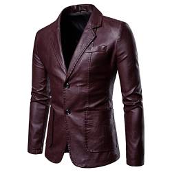 Raopuzi Herren Leder-Sakko Biker Lederjacke aus Herren schwarz Lederblazer ledermantel Herren Echtes Rindsleder Biker Jacke Vintage Herren Echtes Leder Biker Jacke (Wein, XXXXL) von Raopuzi