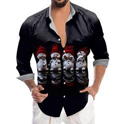 Weihnachtshemd Herren Lustig 3D Druck Weihnachtshemd Herren Hemden Christmas Shirt Freizeithemd Männer Weihnachten Sweatshirt Hemd Lustige Slim Fit Hemden Männer Tops Weihnachten Shirt (M, L) von Raopuzi